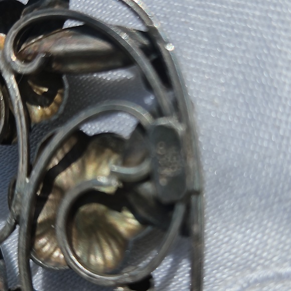 Vintage 980 Mexican Taxco Silver Amethyst Margarita Oval Brooch #109 - Picture 4 of 4